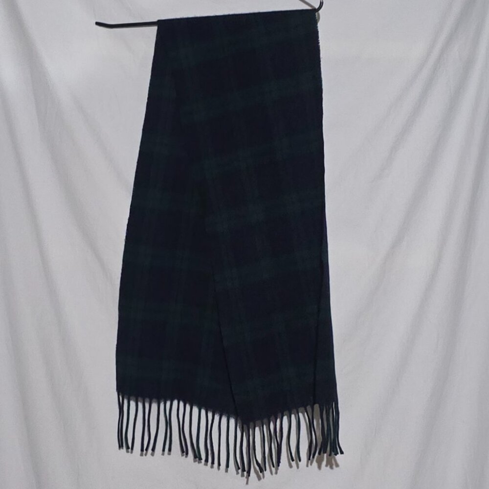 Highland Home Industries Scotland Lambswool Scarf Blue Green Tartan